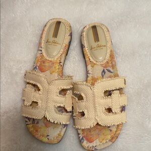 Sam Edelman Beige Floral Slide Sandals